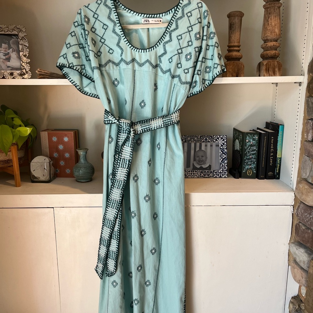 Zara embroidered kaftan dress